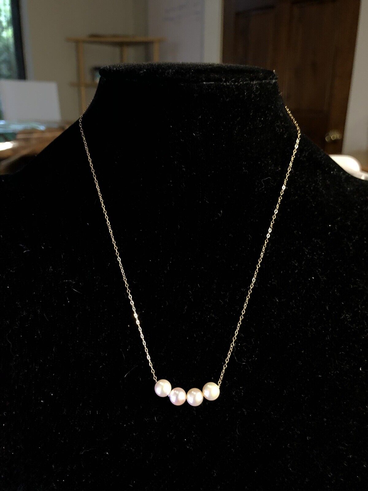 Designer 14K Yellow Gold Pearl Quartet Station Necklace