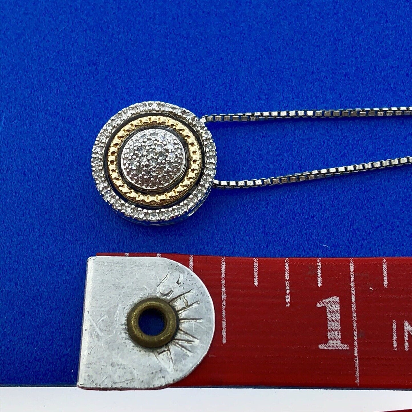 Designer AJ Sterling Silver 14K Yellow Gold Diamond Halo Infinity Necklace