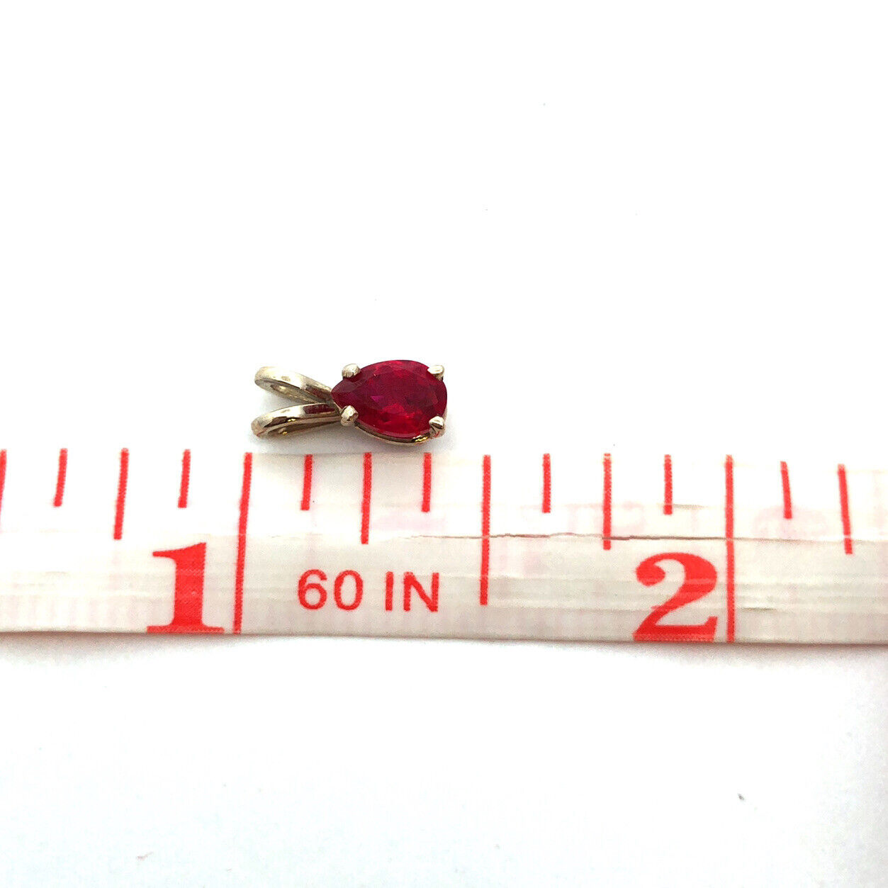 Vintage 14K White Gold Pear Ruby Solitaire Petite Drop Pendant