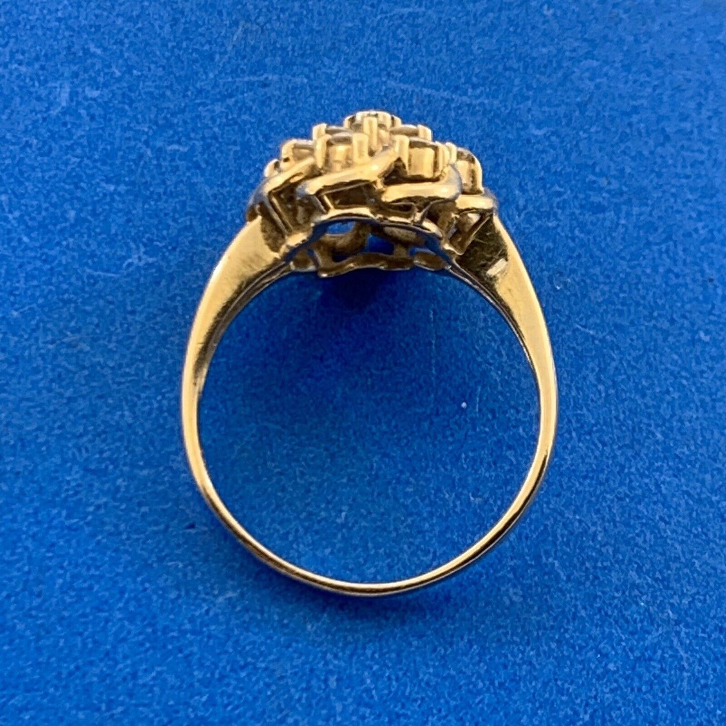 Designer Estate 14K Yellow Gold Diamond Flower Cluster Cocktail Ring