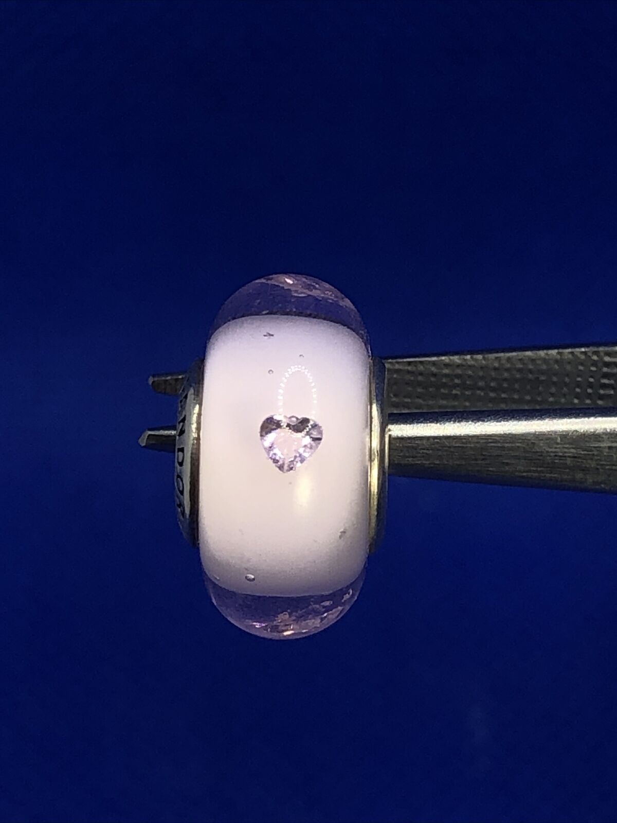 925 Sterling Silver PANODRA ALE Pink CZ & Glass Murano Heart Clear 791632 Charm