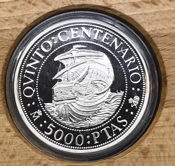 1989 Spain 500th Anniversary Discovery Of The Americas 7 Coin Silver Pesetas Set