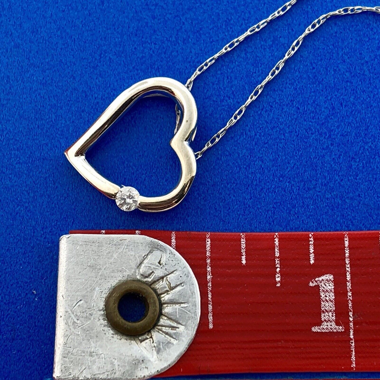 10K White Gold Diamond JCM Pendant 14K White Gold Chain Sweetheart Necklace