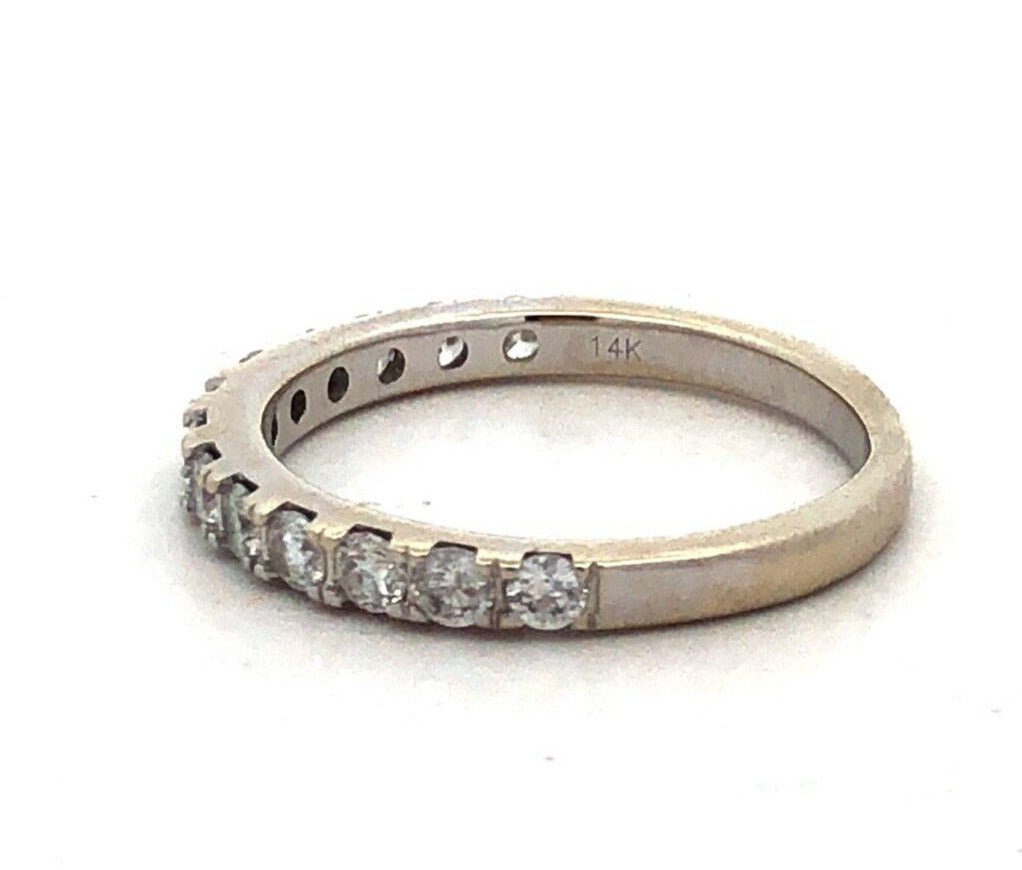 Designer 14K White Gold Round Diamond Wedding Anniversary Stackable Band Ring