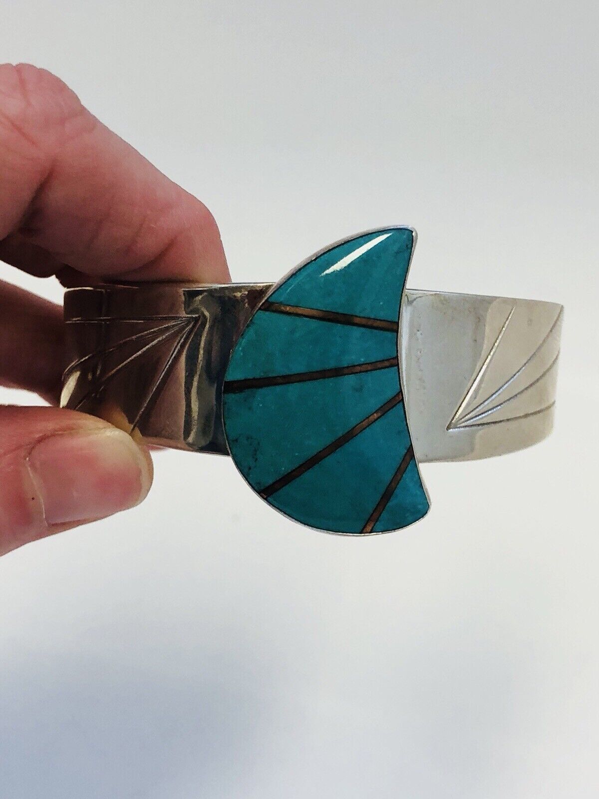 Jay King Desert Rose Trading 925 Sterling Silver Turquoise Inlay Cuff Bracelet
