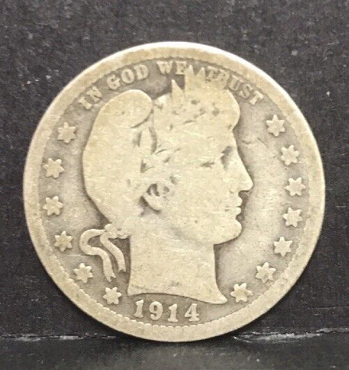 1914 P Silver Barber Quarter Better Key Date Philadelphia Coin Rare Scarce