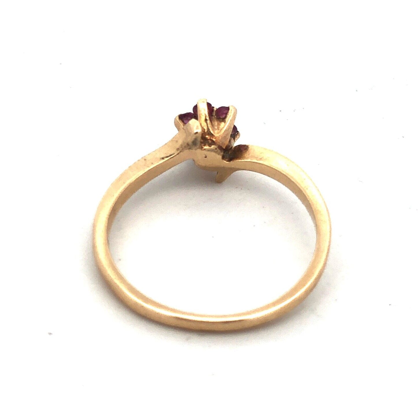 Designer GTR 10K Yellow Gold Round Purple Ruby Diamond Flower Promise Ring