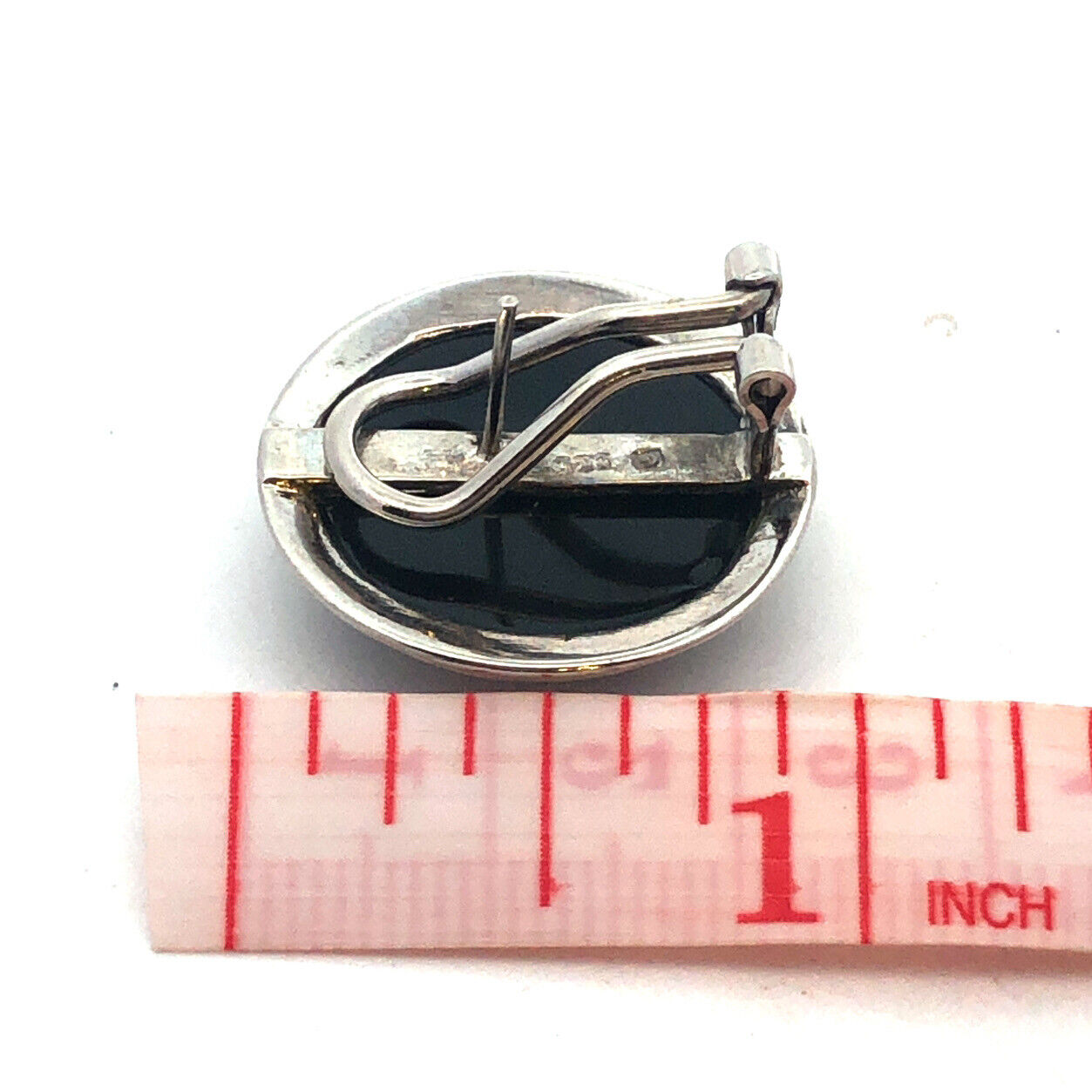 Designer 925 Sterling Silver Round Black Onyx Cabochon Omega Back Earrings