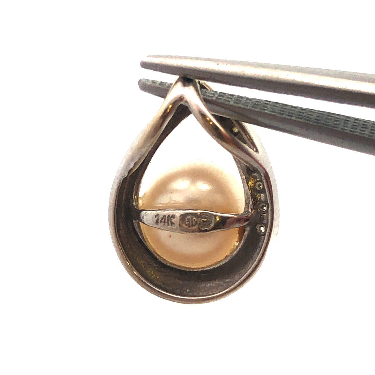 Designer 14K White Gold Pearl Diamond Bridal June Infinity Anniversary Pendant