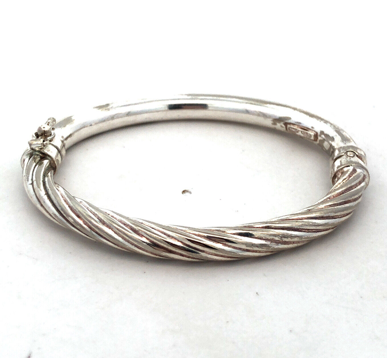 925 Sterling Silver Designer Holy Twisted Cable Small Hinged Cuff Bracelet