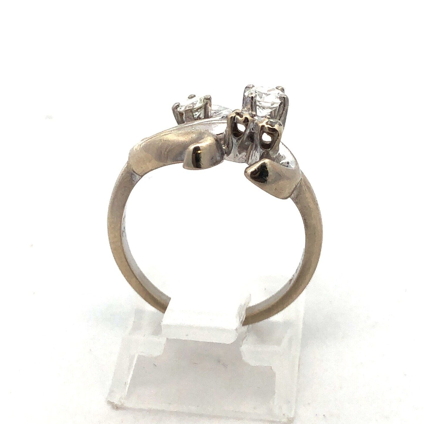 Art Deco 14K White Gold Diamond Fleur De Lis Flower Cluster Cocktail Ring