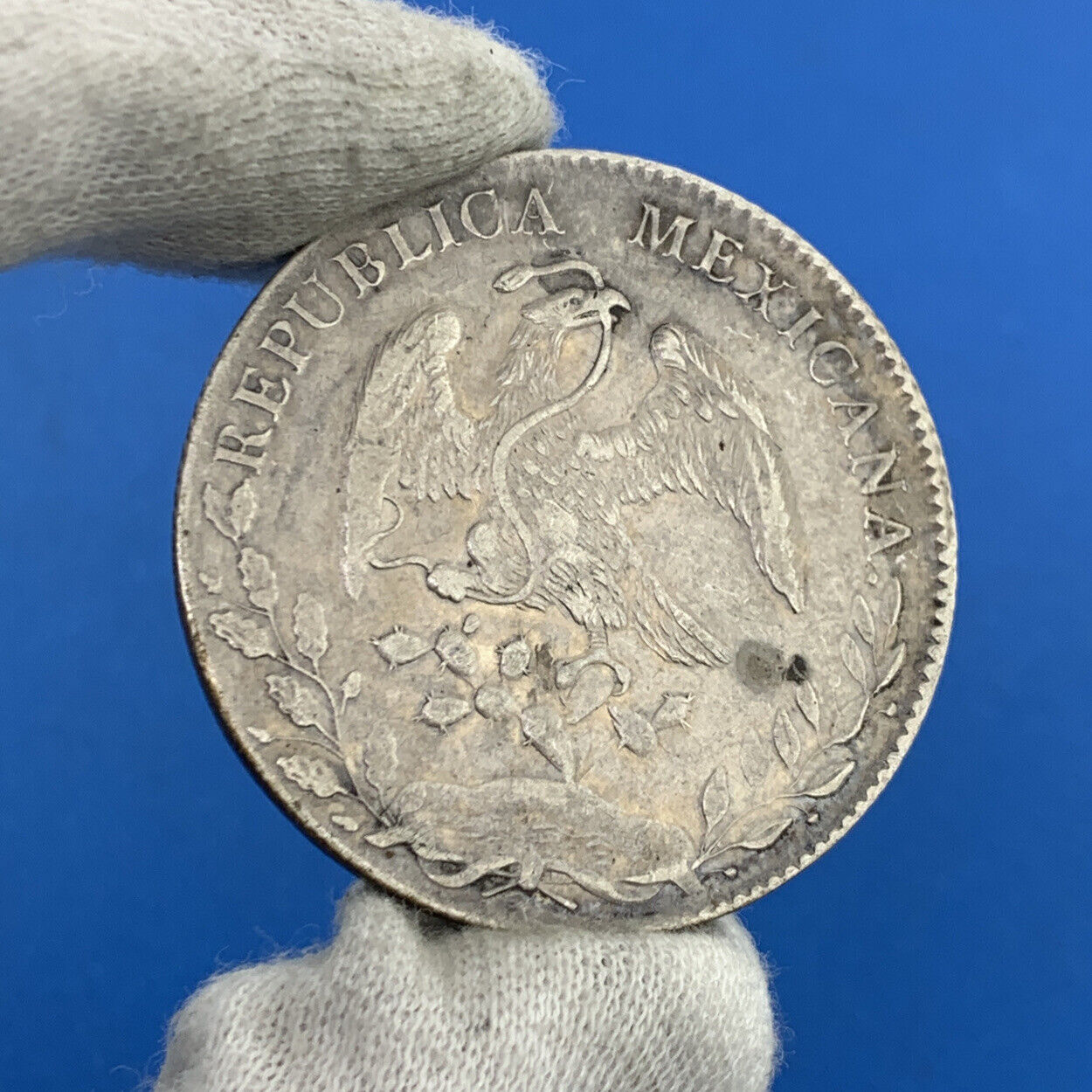 1893 Go Guanajuato 8 Reales R.S. 10 D 20 G .903 Silver Mexico Coin