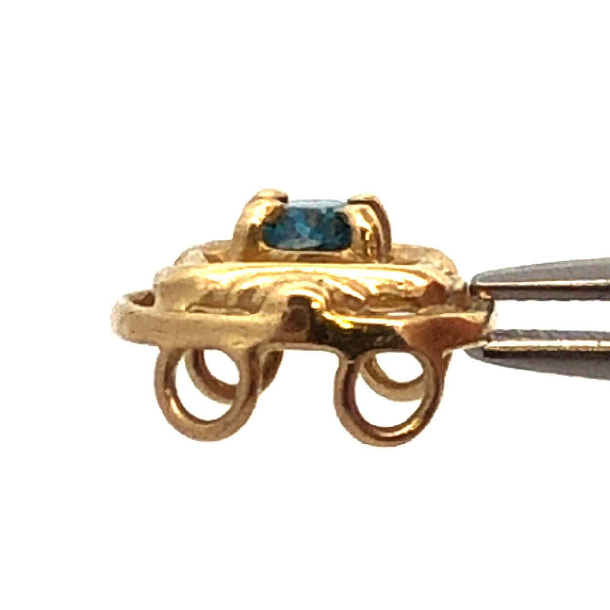 Designer OMG 10K Yellow Gold Oval Blue Topaz Slide Bracelet Charm
