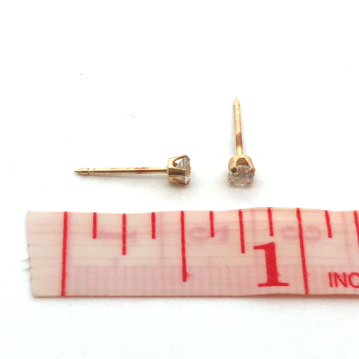 Designer 14K Yellow Gold Round Cubic Zirconia CZ Piercing Stud Earrings