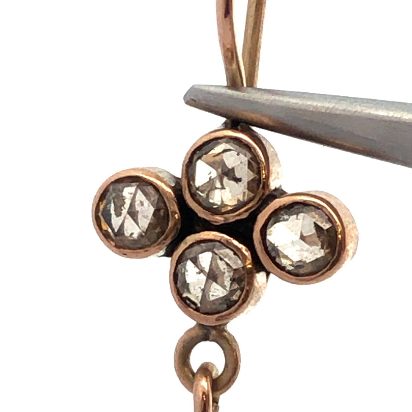 Designer Jane Diaz 10K Yellow Gold Champagne Diamond Drop Dangle Hook Earrings