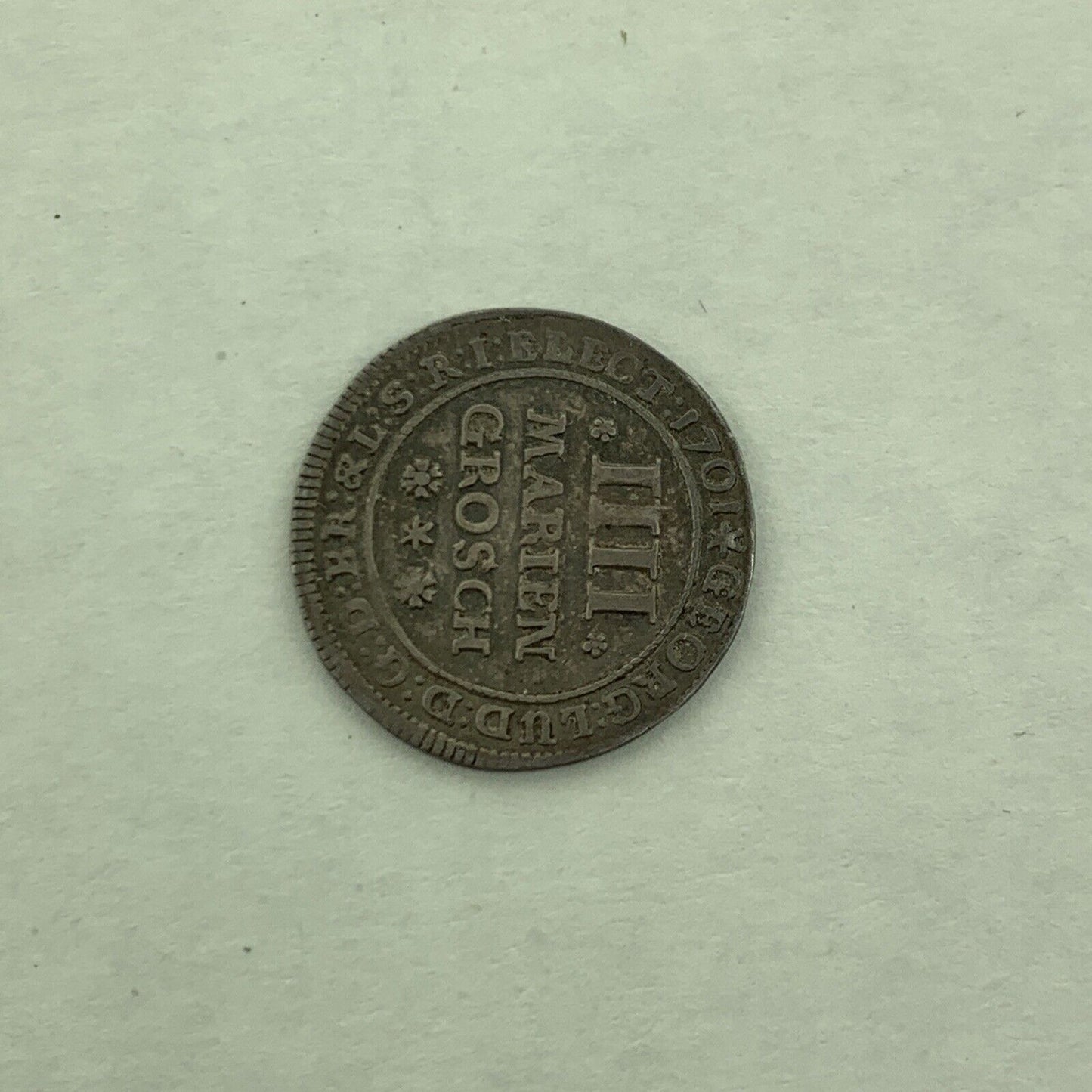 1701 German States Brunswick Luneburg Silver 4 Mariengroschen Georg Ludwig Coin