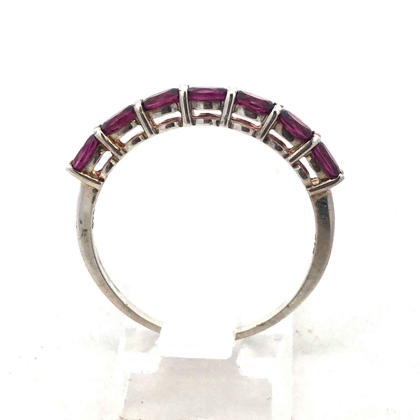 Designer STS 925 Sterling Silver Oval Pink Tourmaline Stackable Band Ring