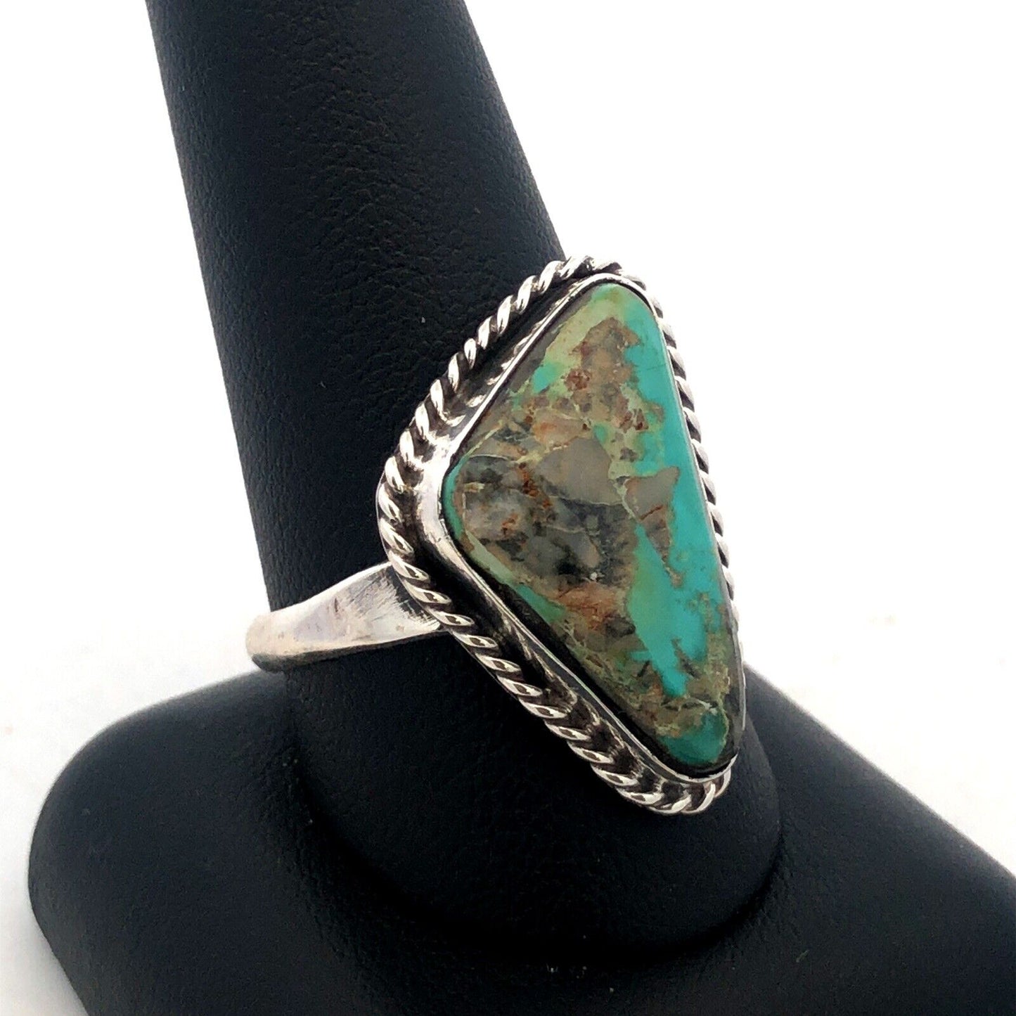 Native American Unsigned Old Pawn 925 Sterling Silver Turquoise Cabochon Ring