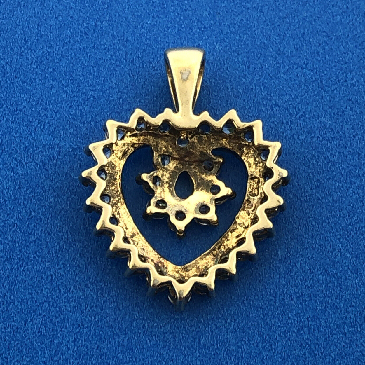 Designer JJT Sterling Silver Vermeil Gold Tone Cubic Zirconia CZ Heart Pendant