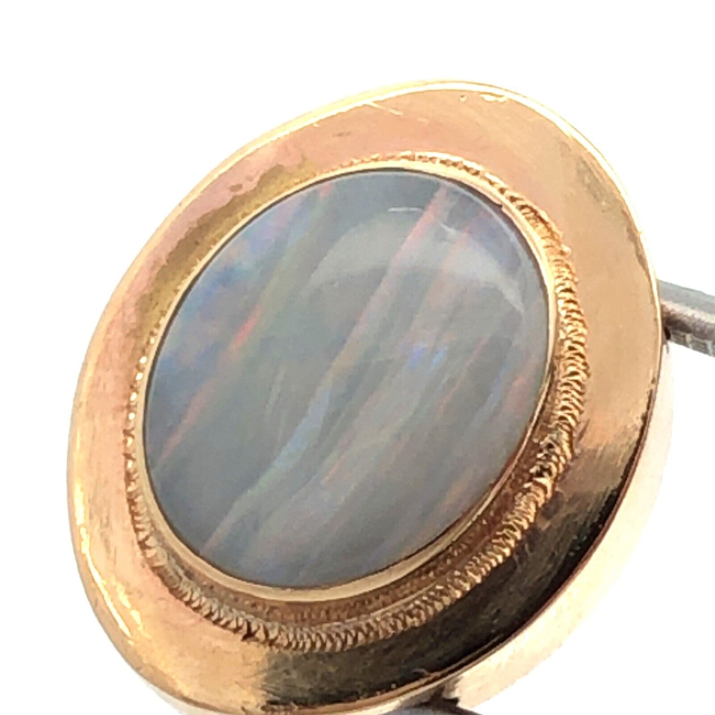 Vintage 10K Yellow Gold Oval Opal Slide Bracelet Charm