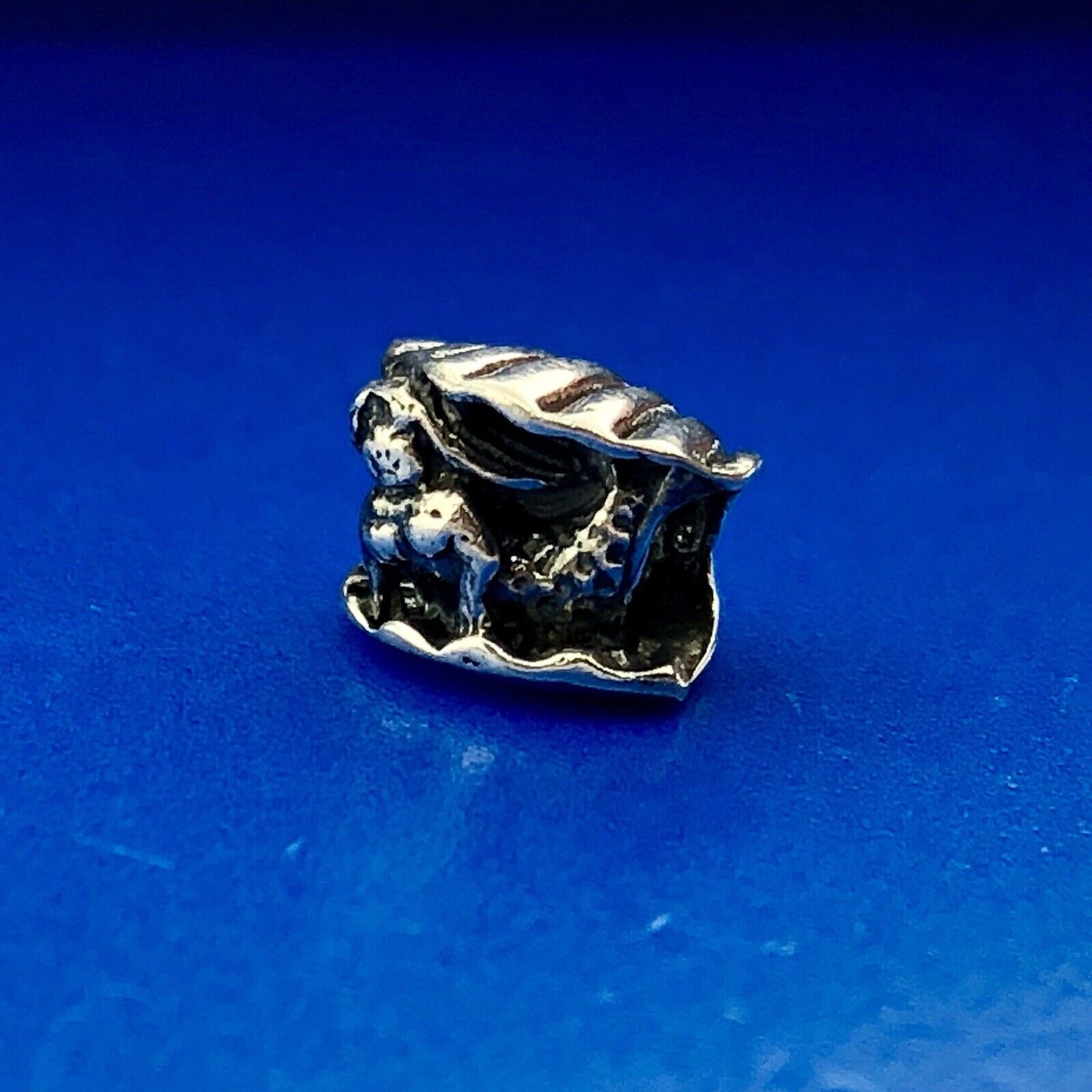 Charming 925 Sterling Silver Mermaid In Shell Cabo Souvenir Slide Bracelet Charm