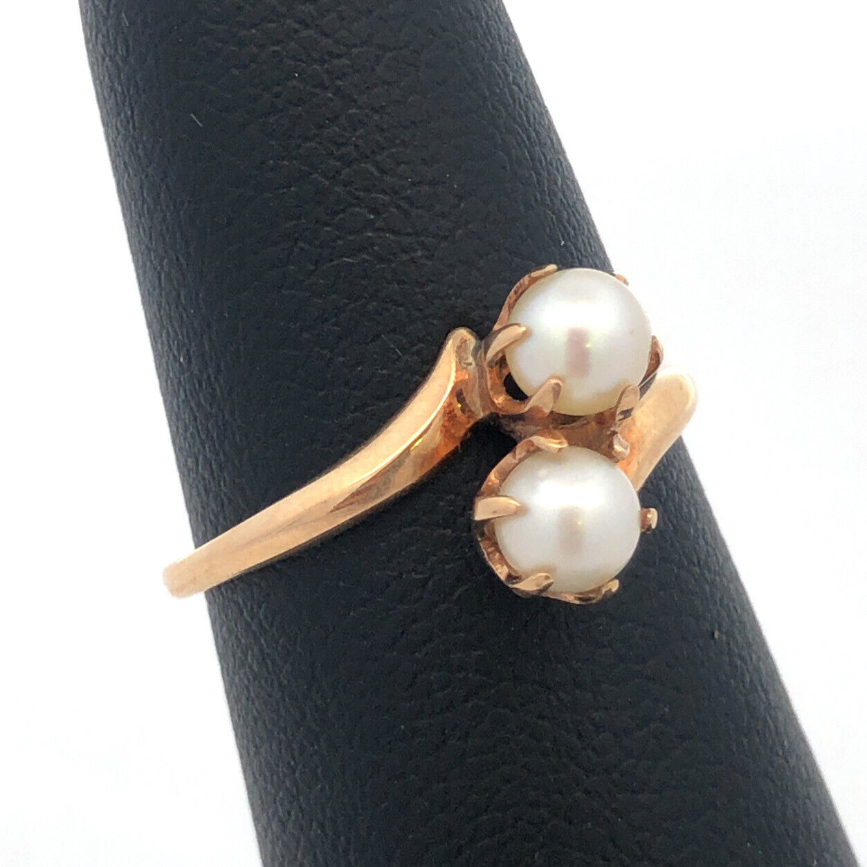 Designer PSCo 10K Yellow Gold Pearl Duo Bypass June Sweetheart Ring