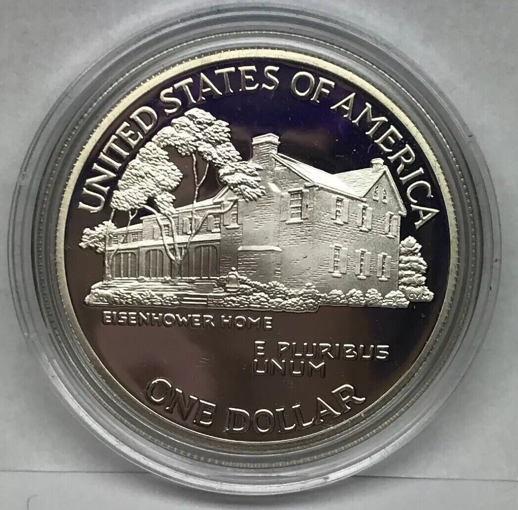 1990 P United States Eisenhower Centennial Commemorative Proof Silver $ OMP/COA