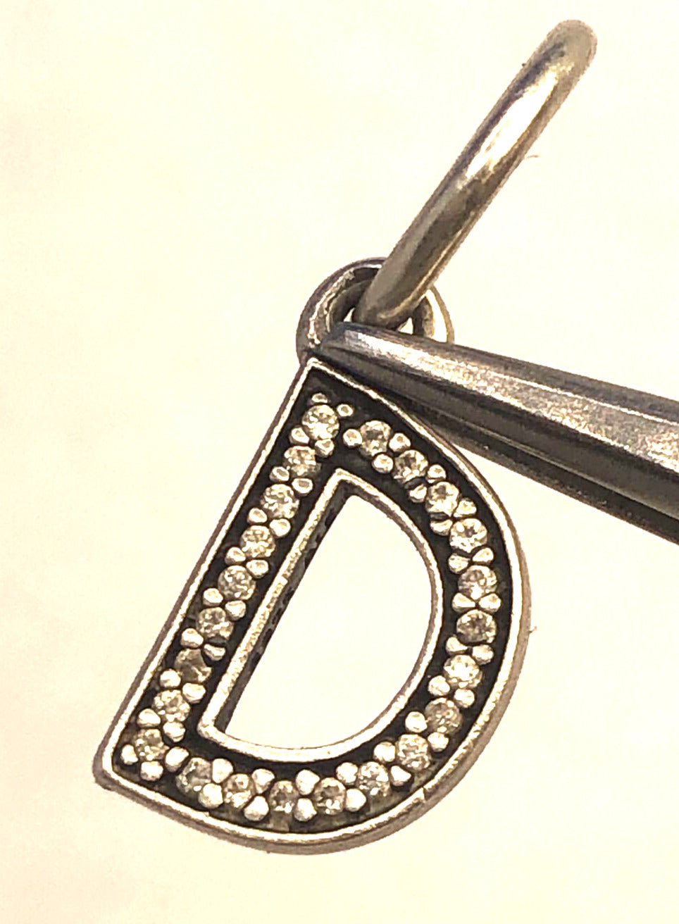 Retired PANDORA ALE 925 Sterling Silver Cubic Zirconia Initial D 791316CZ Charm