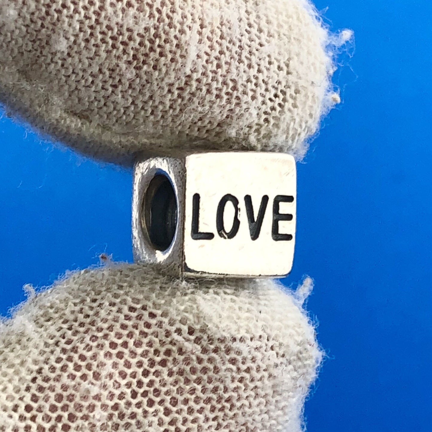 Authentic PANDORA Sterling Silver 14K Yellow Gold 790200 I Love You Cube Charm