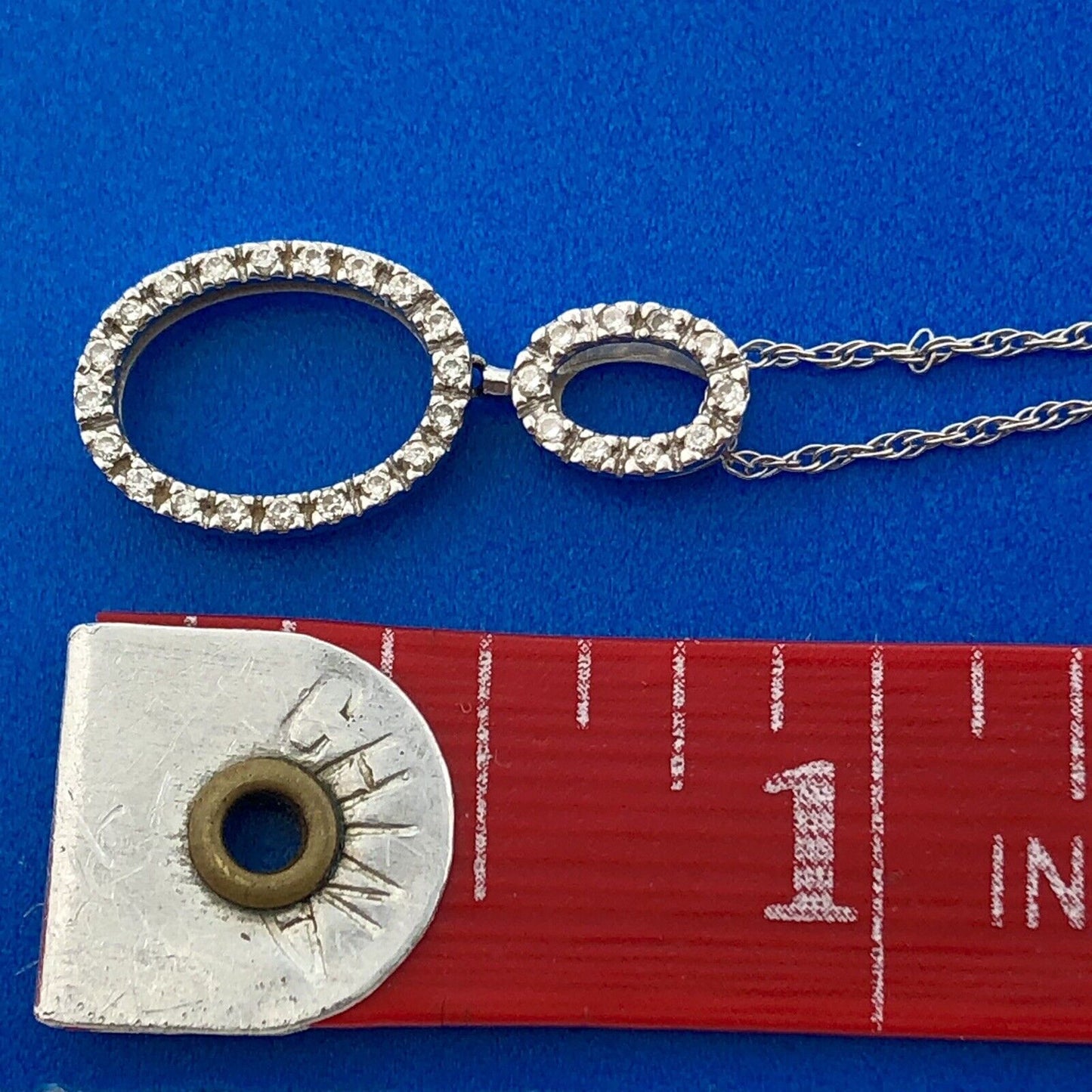Designer 14K White Gold Polished Diamond Infinity Pendant 18" Necklace