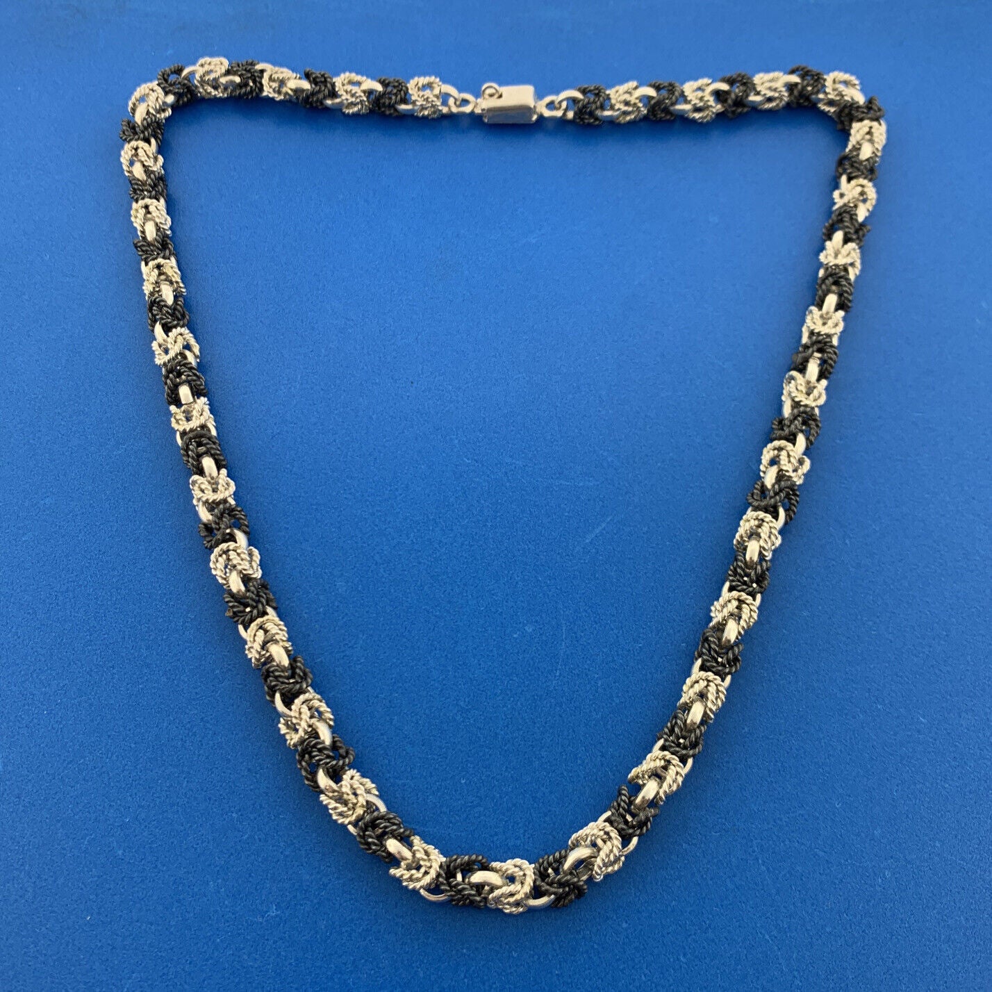 Taxco Mexico TV-53 Two Toned Sterling Silver 925 Circle Rope 16" Chain Necklace
