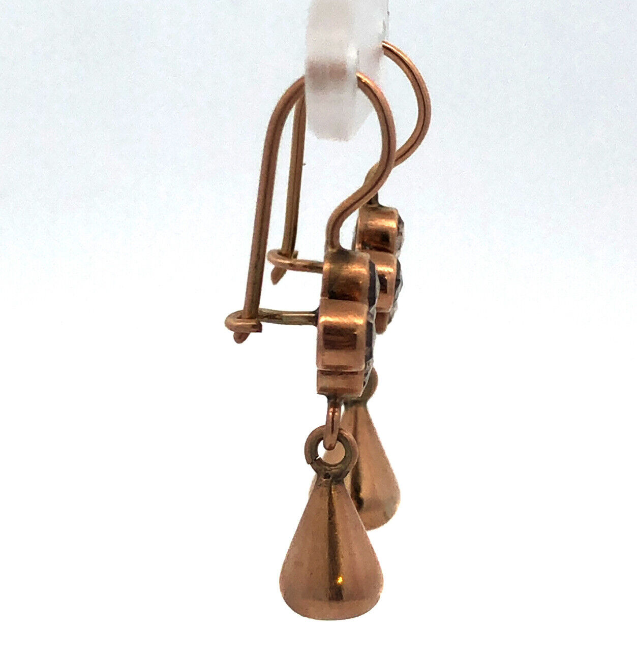 Designer Jane Diaz 10K Yellow Gold Champagne Diamond Drop Dangle Hook Earrings