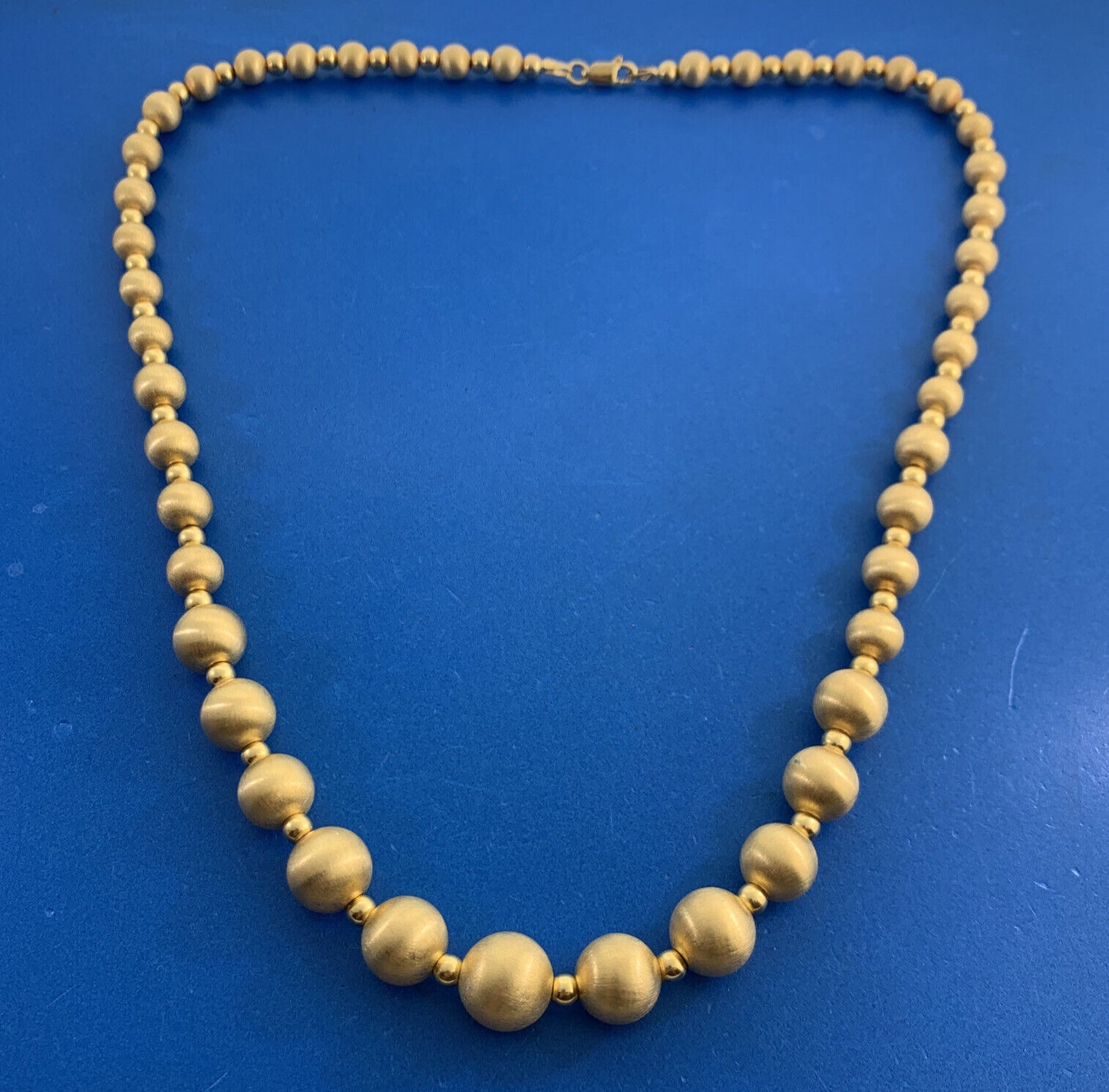 Designer Vermeil 925 Sterling Silver Tapered Beaded Chain Statement Necklace