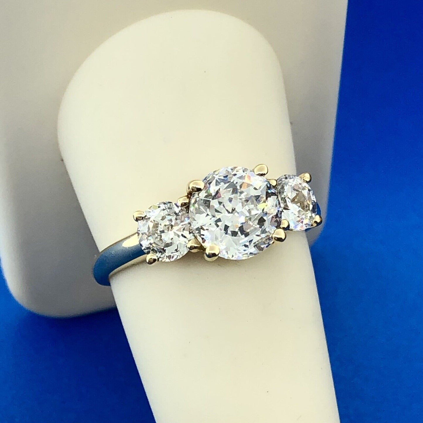 Designer 14K Yellow Gold Cubic Zirconia CZ Statement Engagement Ring 2.88tcw