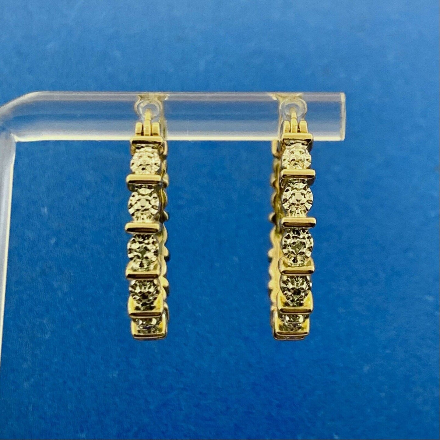 Designer 925 Sterling Silver Vermeil Two Tone Diamond Round Hoop Earrings