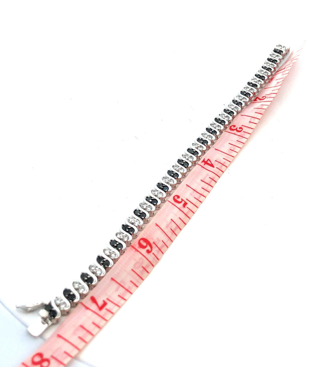 Designer ADI 925 Sterling Silver Black White Cubic Zirconia Tennis Bracelet