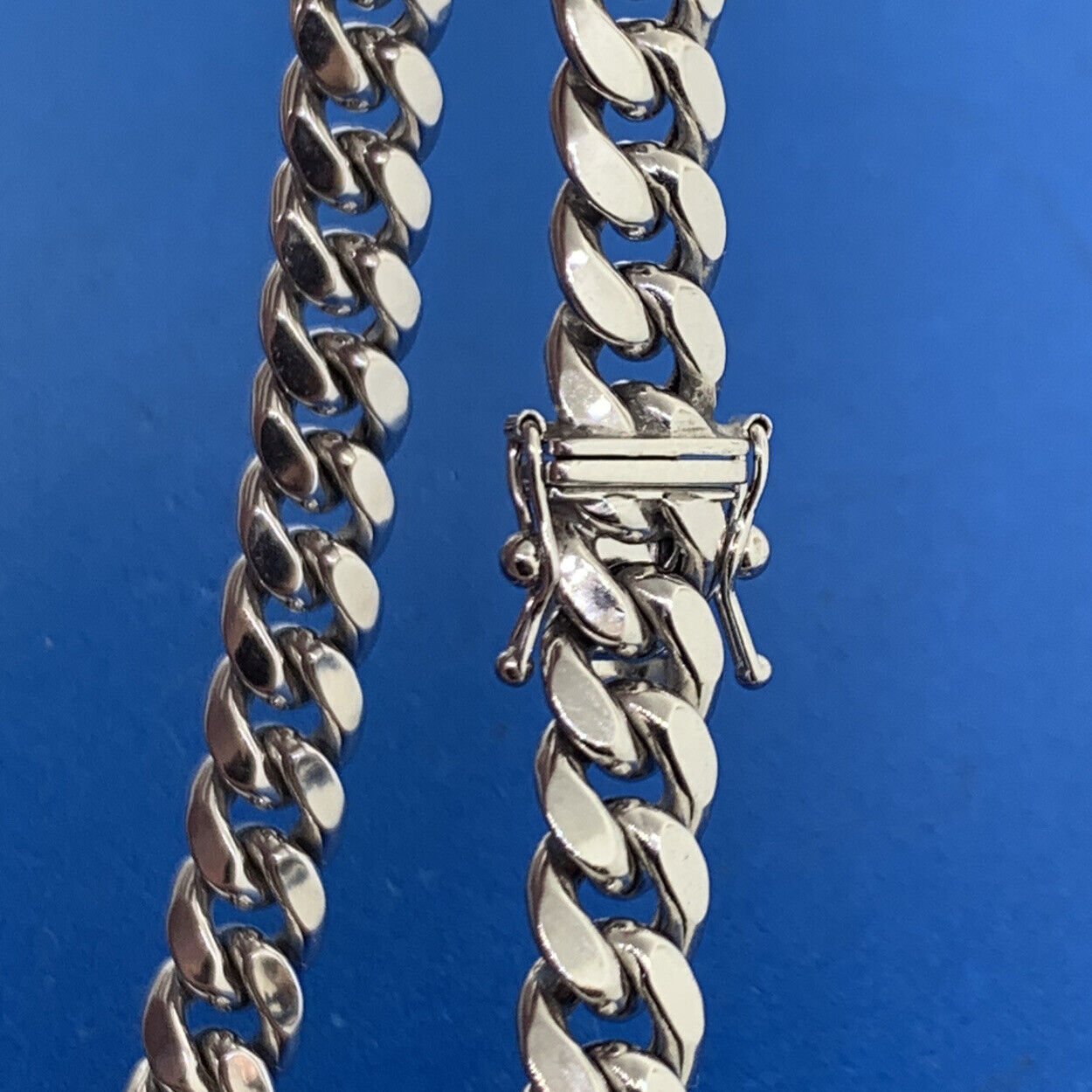 Designer ALI 10K White Gold Miami Cuban Link Unisex Chain Necklace