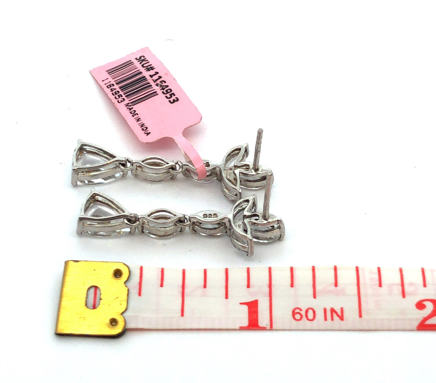 White Topaz 925 Sterling Silver Marquise Pear Dangle Drop Stud Earrings NWT