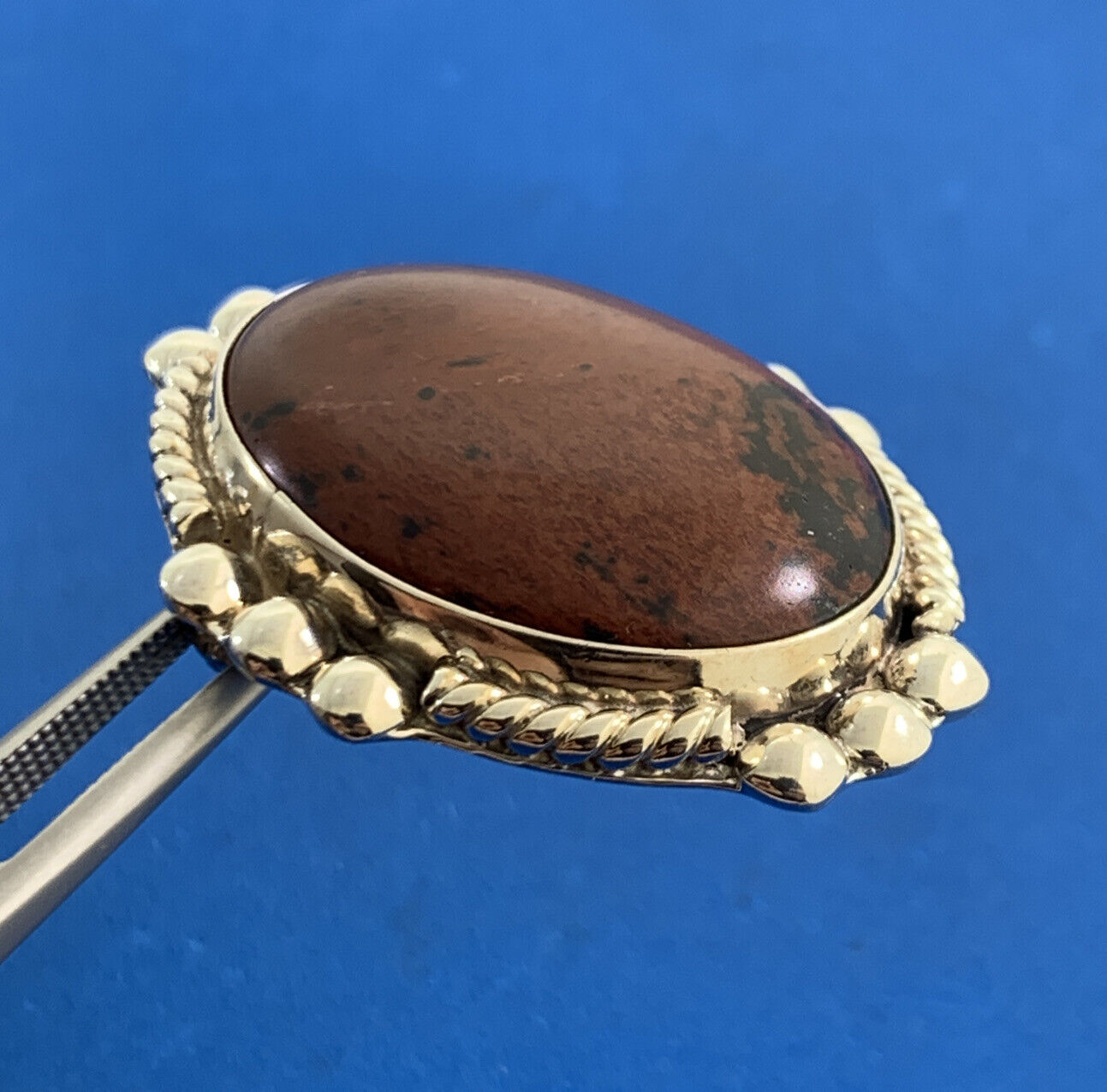 Designer CII Mexico 925 Sterling Silver Oval Jasper Statement Brooch Pendant