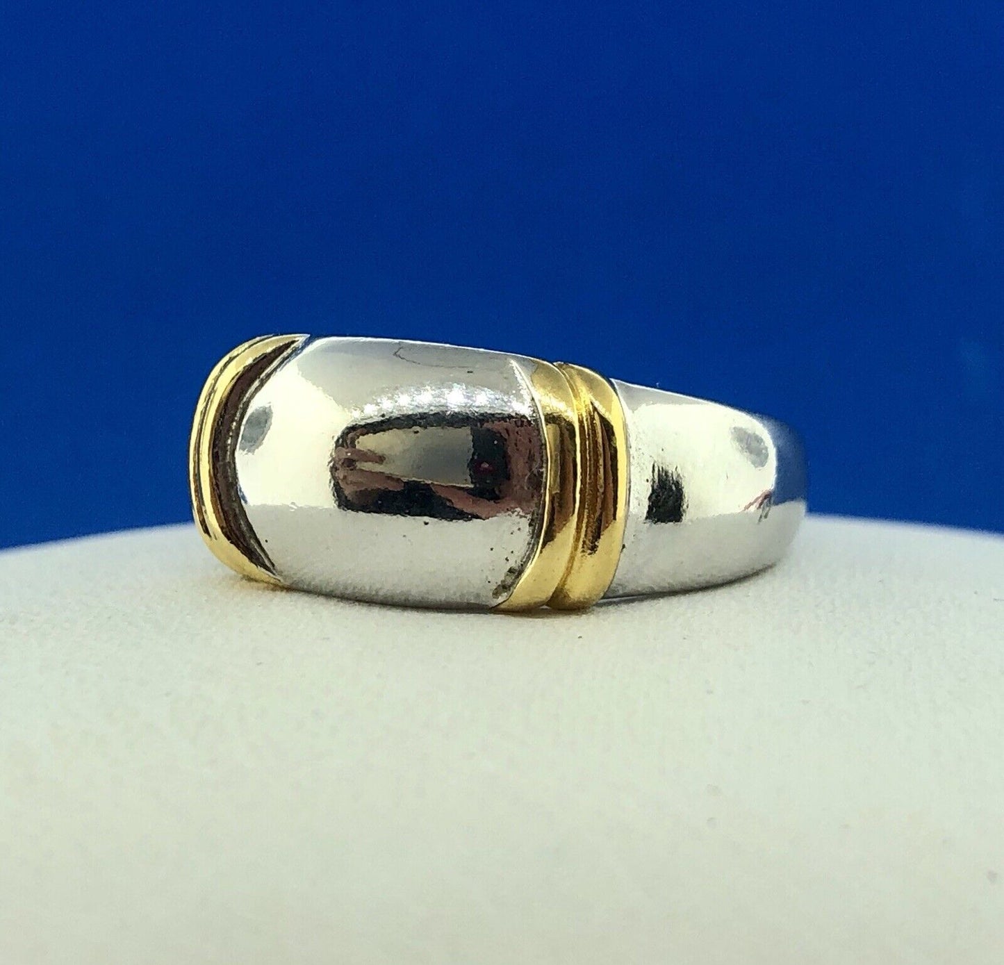Designer SETA Two Toned Sterling Silver 925 Polished Ribbed Band Ring