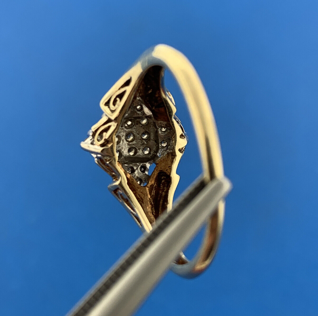 Designer LGL 10k Yellow Gold Round Cut Diamond Star Cluster Ring Size 7.25