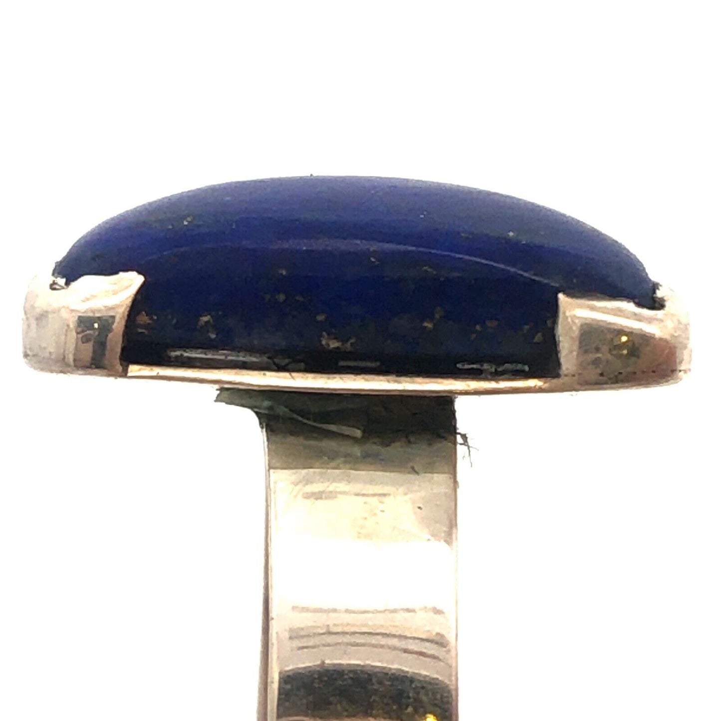 Vintage 925 Sterling Silver Rectangle Lapis Lazuli Bezel Ring