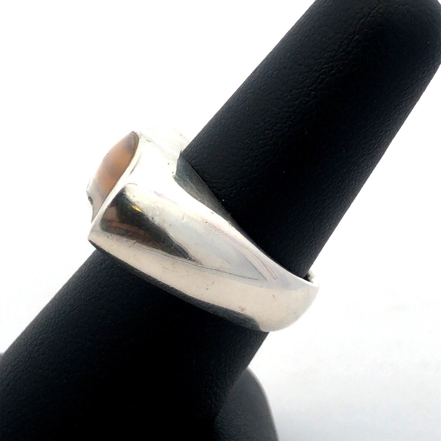Estate 925 Sterling Silver Tiger's Eye Modernist Twist Cocktail Size 7.5 Ring