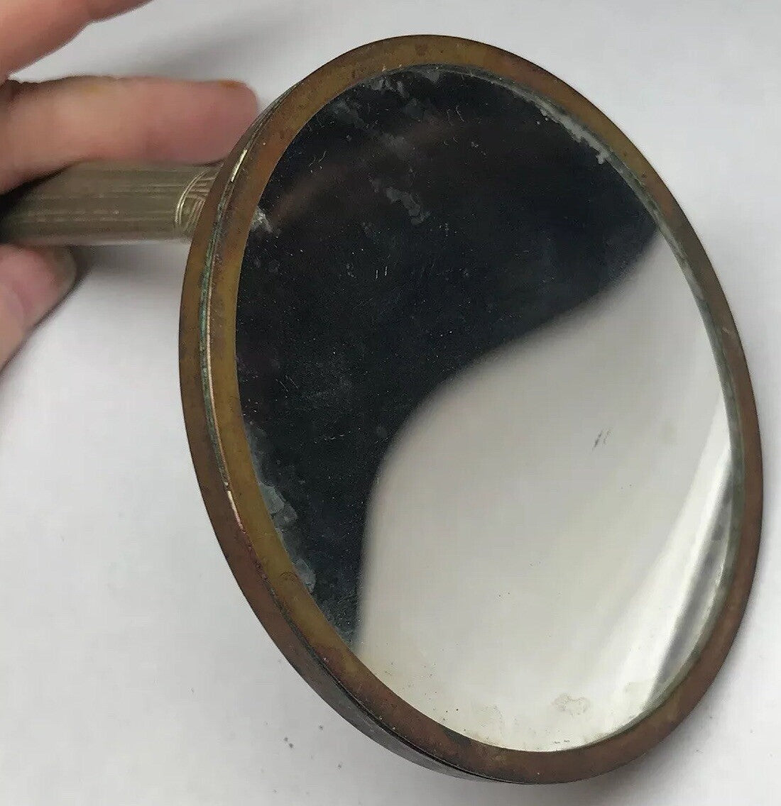 Antique Art Deco Nouveau Swivel Fold Out Ornate Celluloid Vanity Hand Mirror