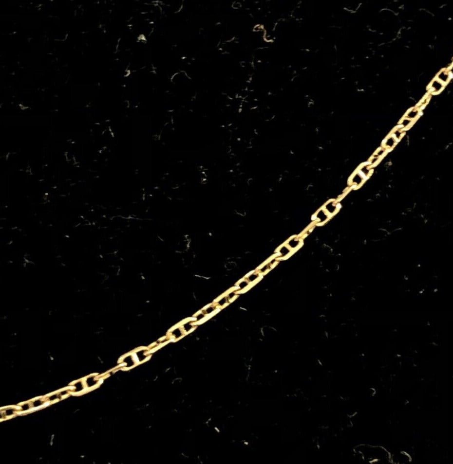 Designer Italy 14K Yellow Gold Anchor Mariners Link Chain Necklace