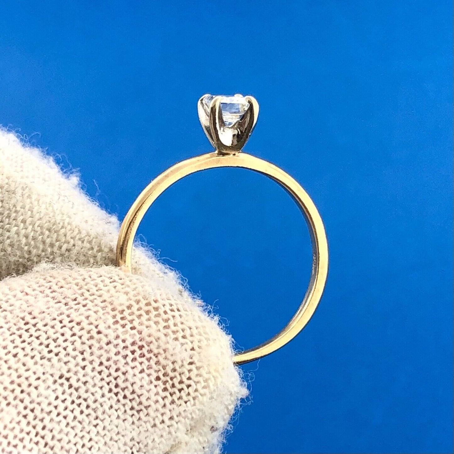 14K Yellow Gold Radiant Cut Diamond Solitaire Engagement Promise Ring