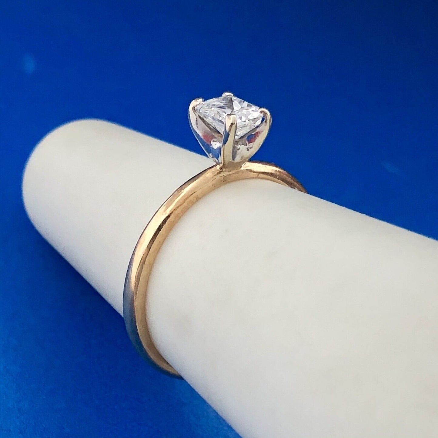 14K Yellow Gold Radiant Cut Diamond Solitaire Engagement Promise Ring