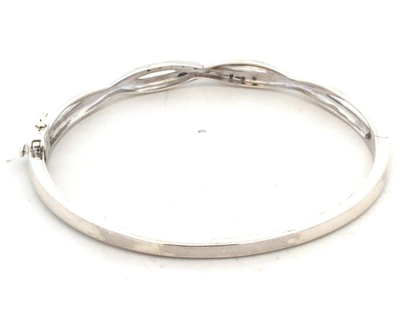 Designer ZEI 925 Sterling Silver Diamond Braided Infinity Hinged Bangle Bracelet