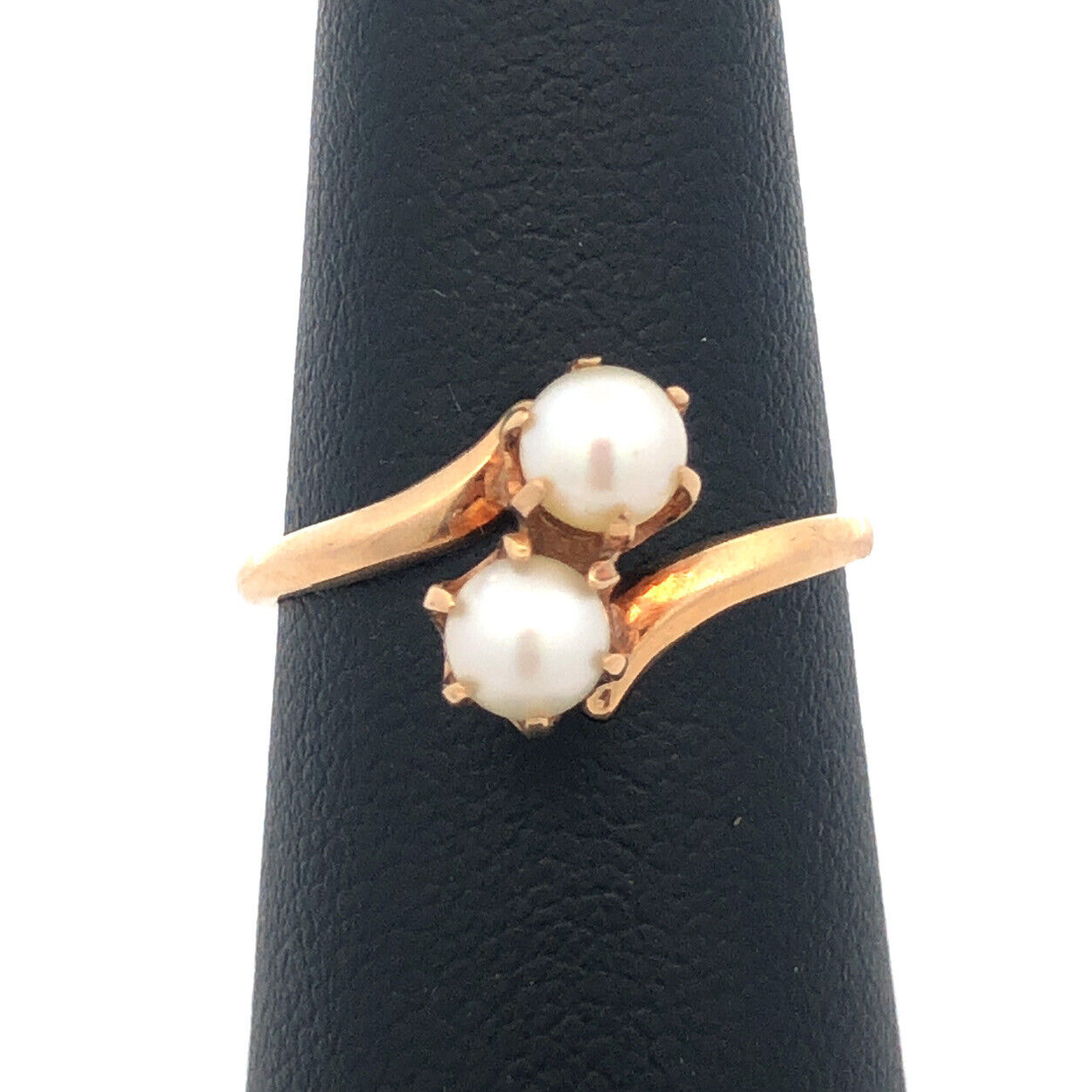 Designer PSCo 10K Yellow Gold Pearl Duo Bypass June Sweetheart Ring