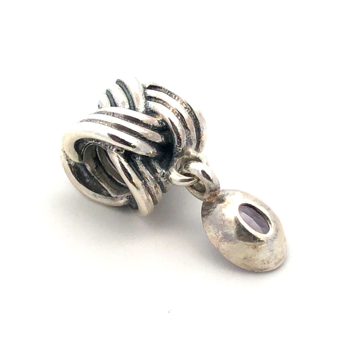 Authentic PANDORA 925 Sterling Silver Amethyst Tied Together 790476PAM Charm